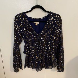 BRAND NEW Michael Kors Navy Blouse - Size 2
